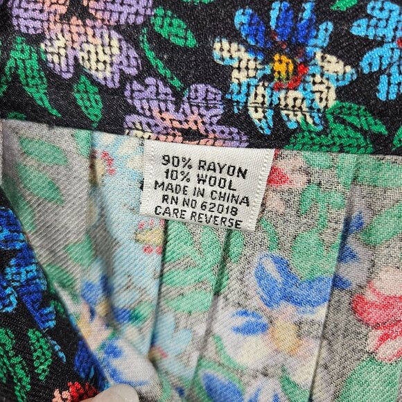 Rafaella Floral Maxi Skirt Pleated Womens 8 Rayon Wool Blend Button Multicolor - Picture 9 of 12